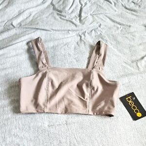 NWT Becca Taupe Square Neck Top